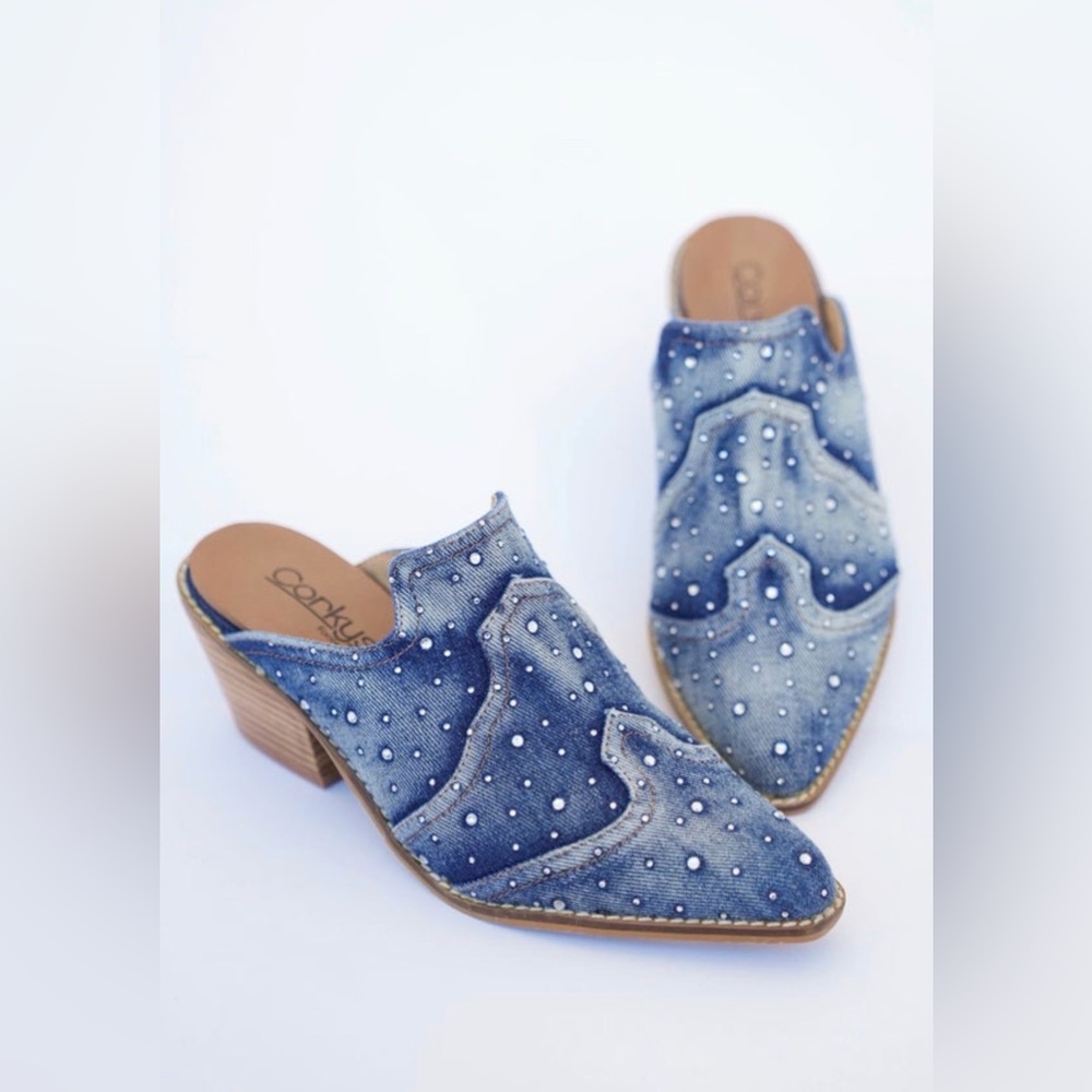 Corkys Studded Denim Mules